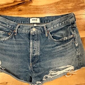 Agolde Parker denim cut-off shorts